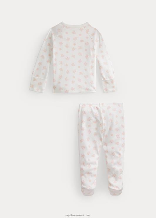 Ralph Lauren beebi karu mustriga orgaanilisest puuvillast top & pükste komplekt PR0V7794 roosa multi