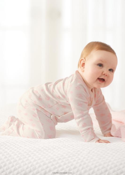 Ralph Lauren beebi karu mustriga orgaanilisest puuvillast top & pükste komplekt PR0V7794 roosa multi