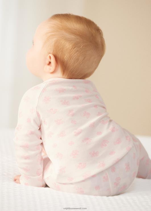 Ralph Lauren beebi karu mustriga orgaanilisest puuvillast top & pükste komplekt PR0V7794 roosa multi