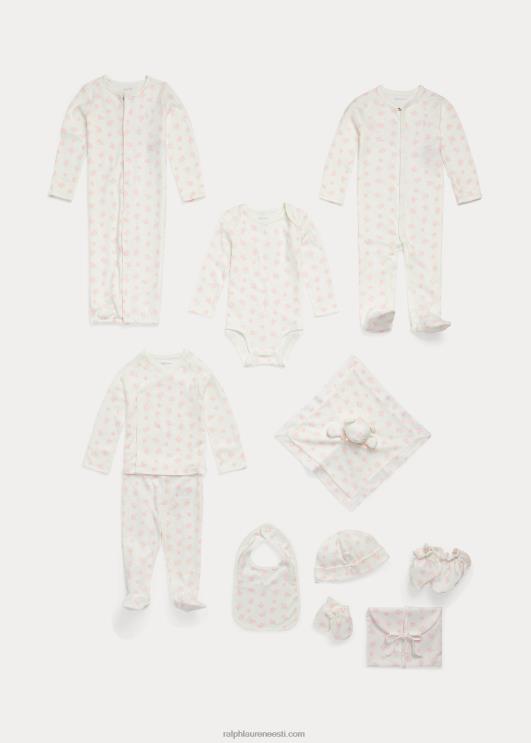 Ralph Lauren beebi karu mustriga orgaanilisest puuvillast top & pükste komplekt PR0V7794 roosa multi