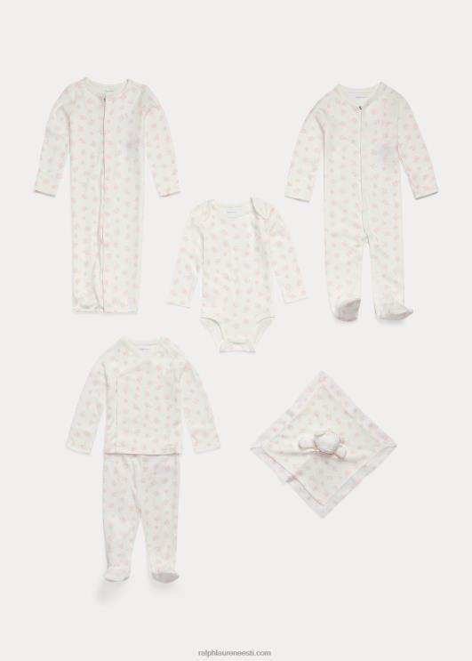 Ralph Lauren beebi karu mustriga orgaanilisest puuvillast top & pükste komplekt PR0V7794 roosa multi