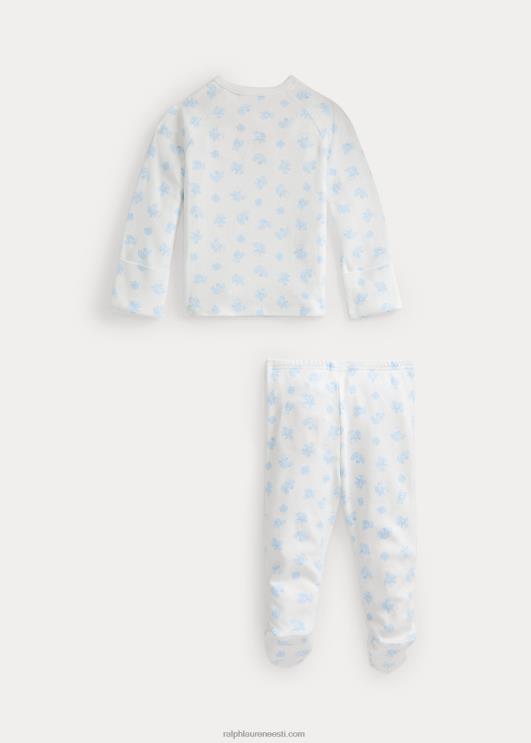 Ralph Lauren beebi karu mustriga puuvillane topp ja pükste komplekt PR0V7796 sinine multi