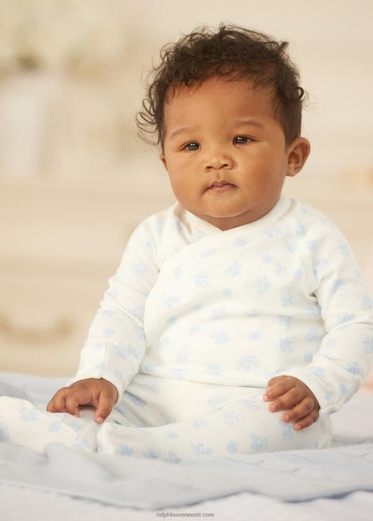 Ralph Lauren beebi karu mustriga puuvillane topp ja pükste komplekt PR0V7796 sinine multi