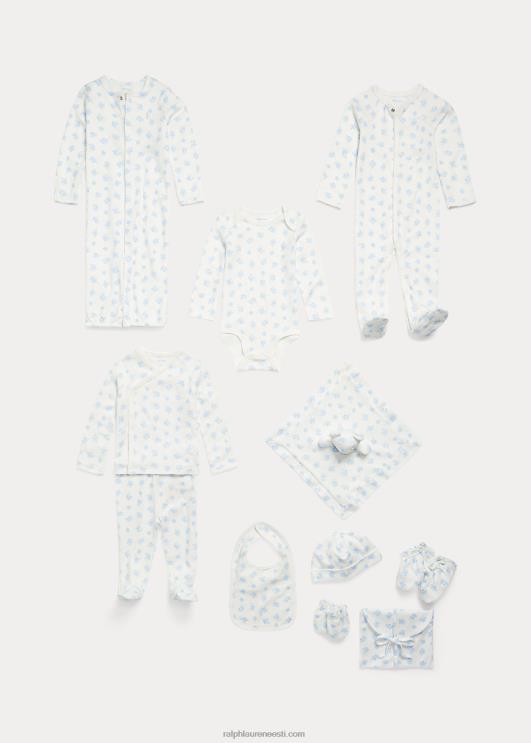 Ralph Lauren beebi karu mustriga puuvillane topp ja pükste komplekt PR0V7796 sinine multi