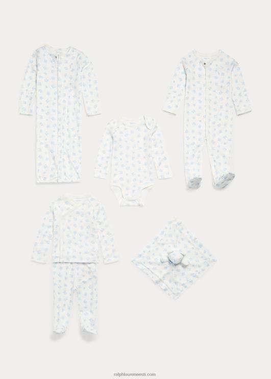 Ralph Lauren beebi karu mustriga puuvillane topp ja pükste komplekt PR0V7796 sinine multi