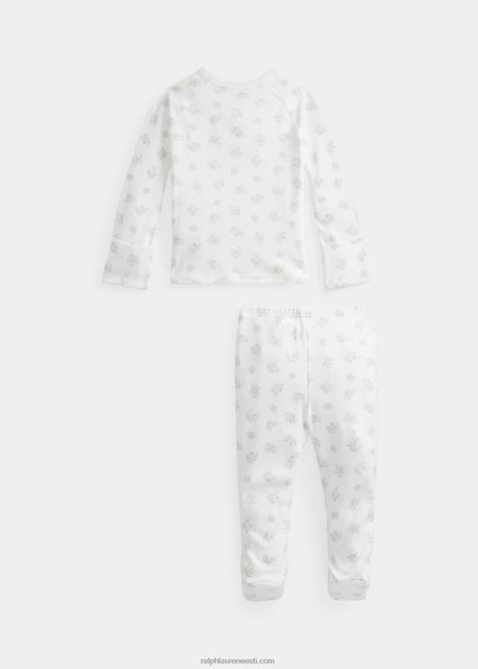 Ralph Lauren beebi karu mustriga puuvillane topp ja pükste komplekt PR0V7797 hall multi