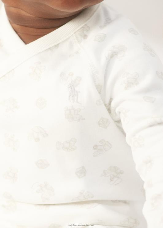 Ralph Lauren beebi karu mustriga puuvillane topp ja pükste komplekt PR0V7797 hall multi