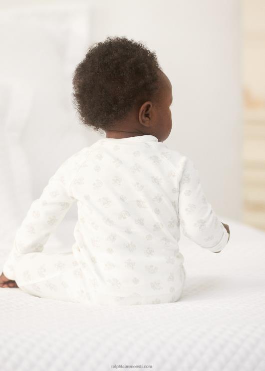 Ralph Lauren beebi karu mustriga puuvillane topp ja pükste komplekt PR0V7797 hall multi