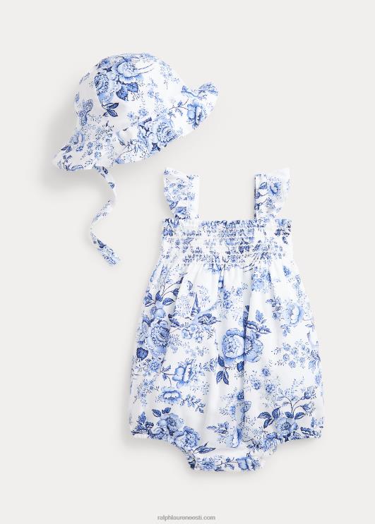 Ralph Lauren beebi lilleline linane-puuvillane shortside & mütsikomplekt PR0V7811