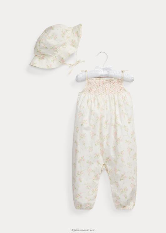Ralph Lauren beebi lilleline smokiga kombinesoon ja mütsikomplekt PR0V7810 unusta mind mitte lilleline