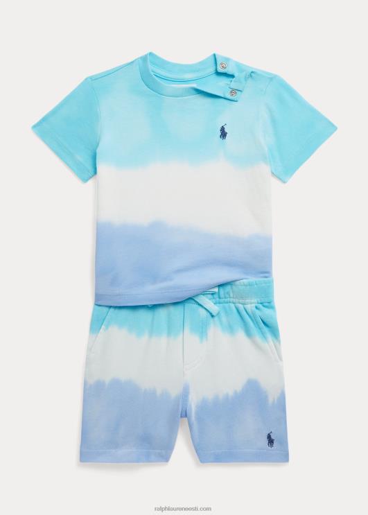 Ralph Lauren beebi lipsuvärviga trikoo- ja spaafrotee lühike komplekt PR0V7767 saare vesi lipsuvärv
