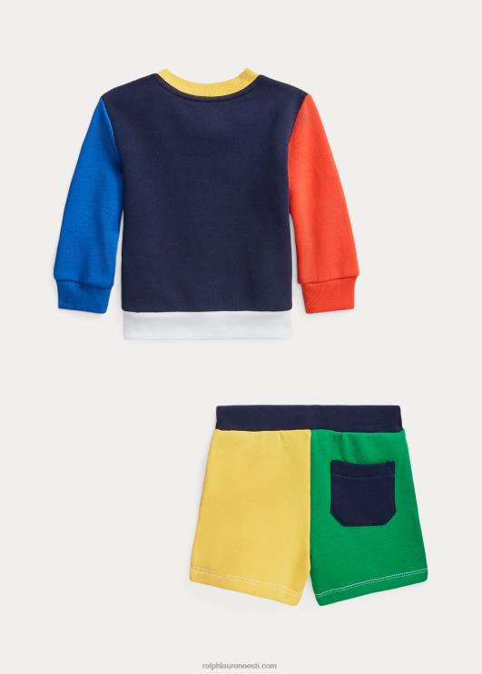 Ralph Lauren beebi logoga fliisist dressipluus ja lühike komplekt PR0V7763 valge multi