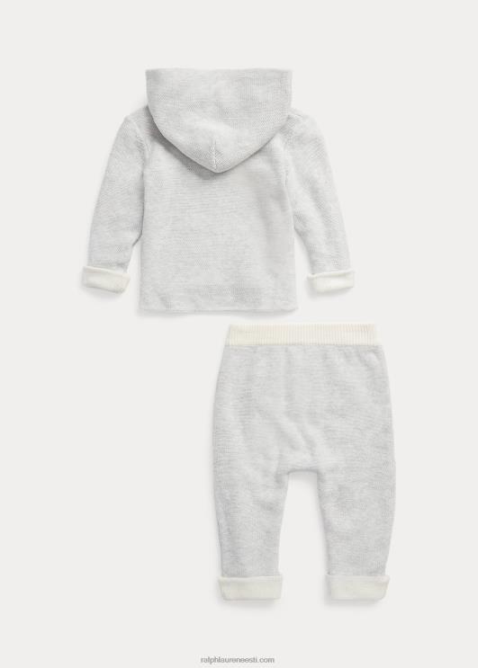 Ralph Lauren beebi ümberpööratav puuvillane kampsun komplekt PR0V7782 hall/kreem