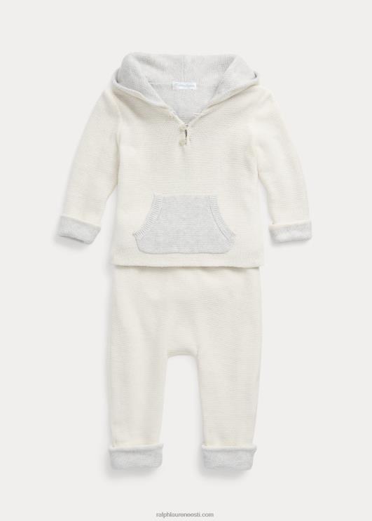 Ralph Lauren beebi ümberpööratav puuvillane kampsun komplekt PR0V7782 hall/kreem