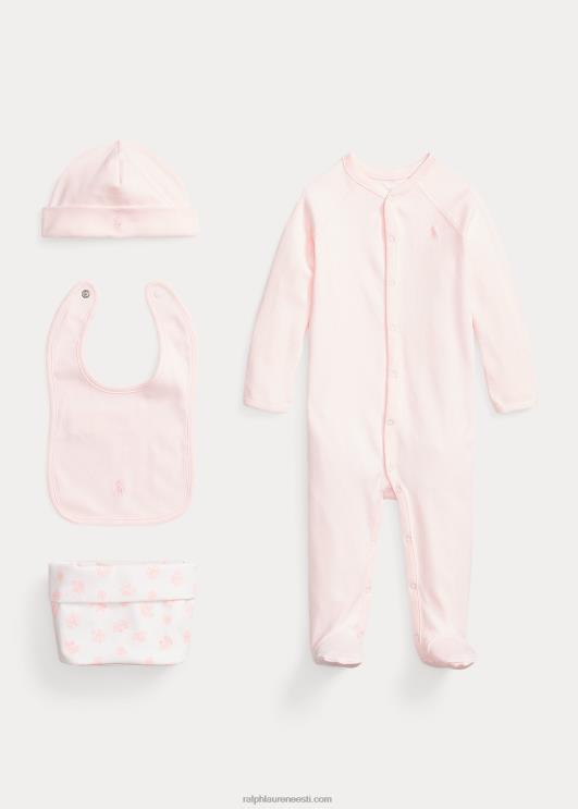 Ralph Lauren beebi orgaanilisest puuvillast 4-osaline kinkekomplekt PR0V7821 õrn roosa