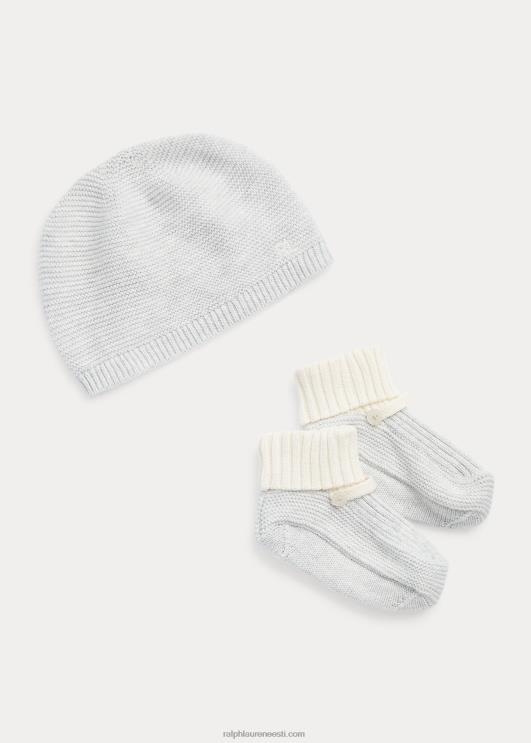 Ralph Lauren beebi orgaanilisest puuvillast mütsi ja papude komplekt PR0V8042 kvartskanarbik/klubimaja