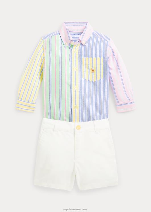 Ralph Lauren beebi oxfordi lõbus särk ja chino lühike komplekt PR0V8186 triibuline lõbus särk