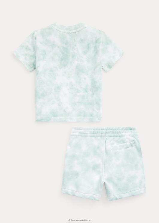 Ralph Lauren beebi pestud trikoo ja fliisist lühike komplekt PR0V7759 pleekinud piparmünt