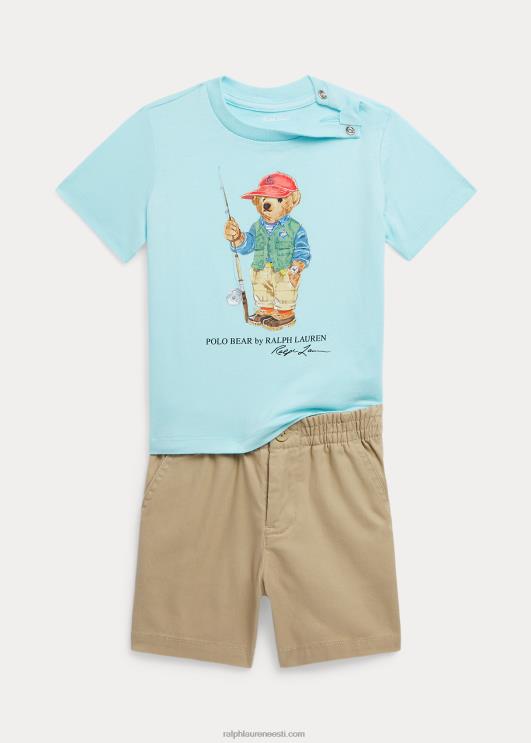 Ralph Lauren beebi polo bear tee & polo prepster lühike komplekt PR0V7775 saare vesi