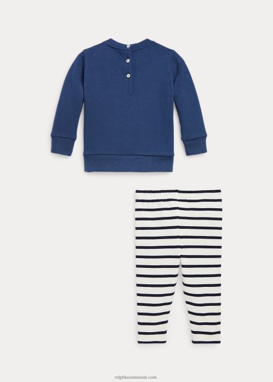 Ralph Lauren beebi polo karu dressipluus ja retuusid PR0V8205 öö mereväe/valge multi