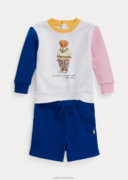 Ralph Lauren beebi polo karu fliisist dressipluus ja lühike komplekt PR0V7766 valge multi