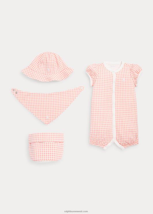 Ralph Lauren beebi puuvillane interlock 4-osaline kinkekomplekt PR0V7820 roosa hõlmik