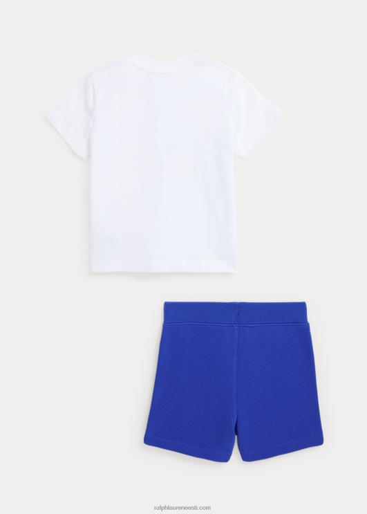 Ralph Lauren beebi suur poni trikoo ja fliisist lühike komplekt PR0V8182 valge