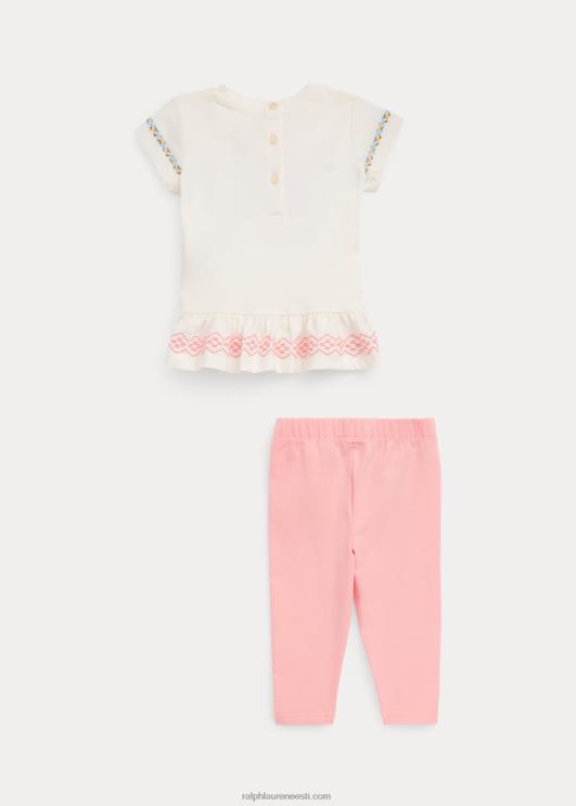 Ralph Lauren beebi tikitud trikoo- ja säärisekomplekt PR0V8203 roosa liiv/nevis