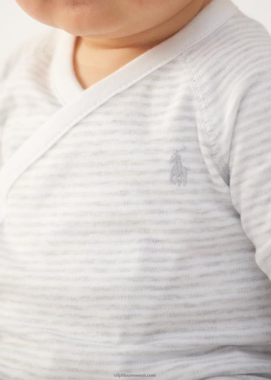Ralph Lauren beebi triibuline puuvillane topp ja pükste komplekt PR0V7795 kvartskanarbik/valge