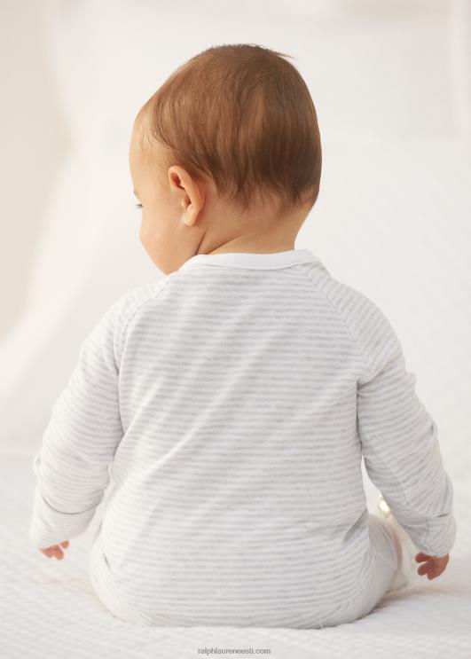 Ralph Lauren beebi triibuline puuvillane topp ja pükste komplekt PR0V7795 kvartskanarbik/valge