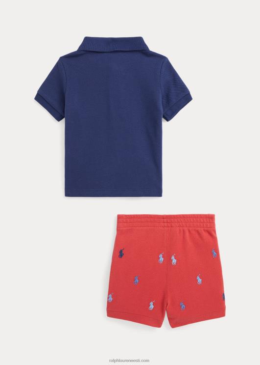 Ralph Lauren beebi võrgust polosärk ja lühike komplekt PR0V7760 magevesi