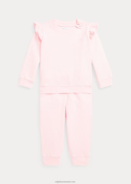 Ralph Lauren beebi volangidega prantsuse froteetop & pükste komplekt PR0V8202 akaatsia roosa