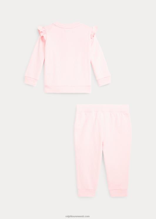 Ralph Lauren beebi volangidega prantsuse froteetop & pükste komplekt PR0V8202 akaatsia roosa