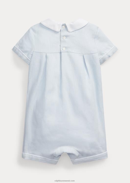 Ralph Lauren beebi käsitsi suitsutatud linane mull shortall PR0V10028 berüll sinine