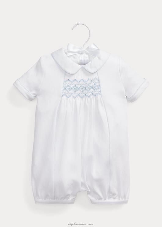 Ralph Lauren beebi käsitsi suitsutatud puuvillamull shortall PR0V10029 valge