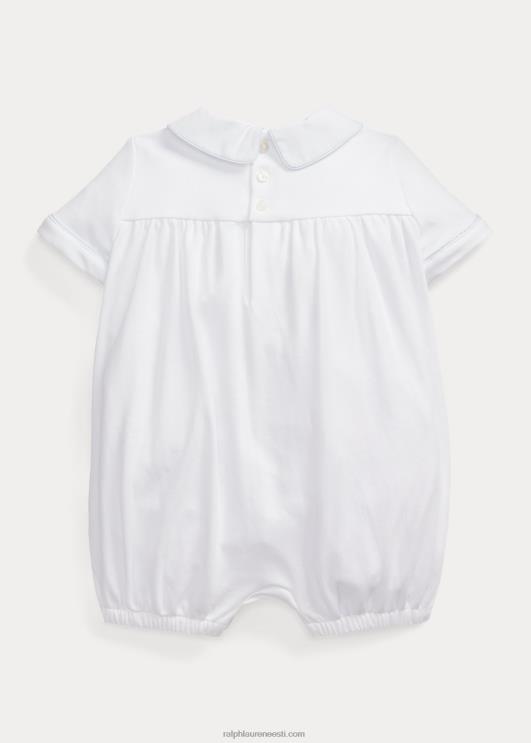 Ralph Lauren beebi käsitsi suitsutatud puuvillamull shortall PR0V10029 valge