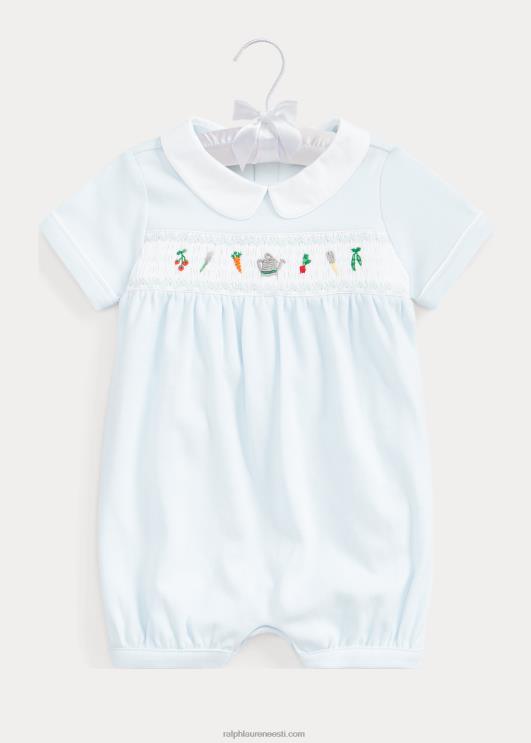 Ralph Lauren beebi käsitsi suitsutatud puuvillamull shortall PR0V7688 berüll sinine