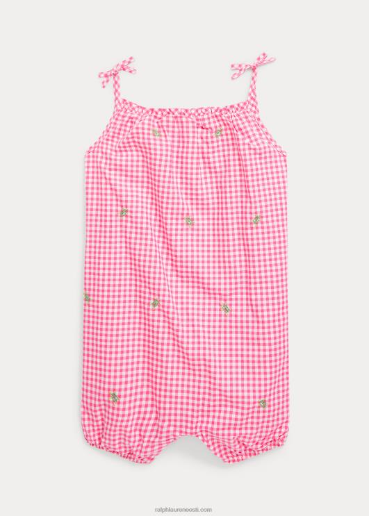 Ralph Lauren beebi kilpkonn puuvillane popliini mull shortall PR0V10026 roosa/valge