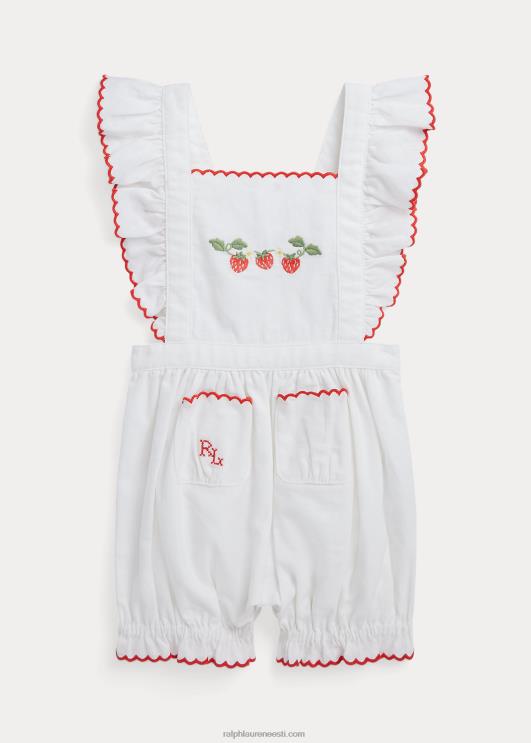 Ralph Lauren beebi maasika linane-puuvillane mull shortall PR0V10024 valge