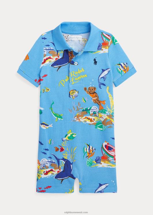 Ralph Lauren beebi polo karu puuvillane võrk polo shortall PR0V7664 bearwaii sinine