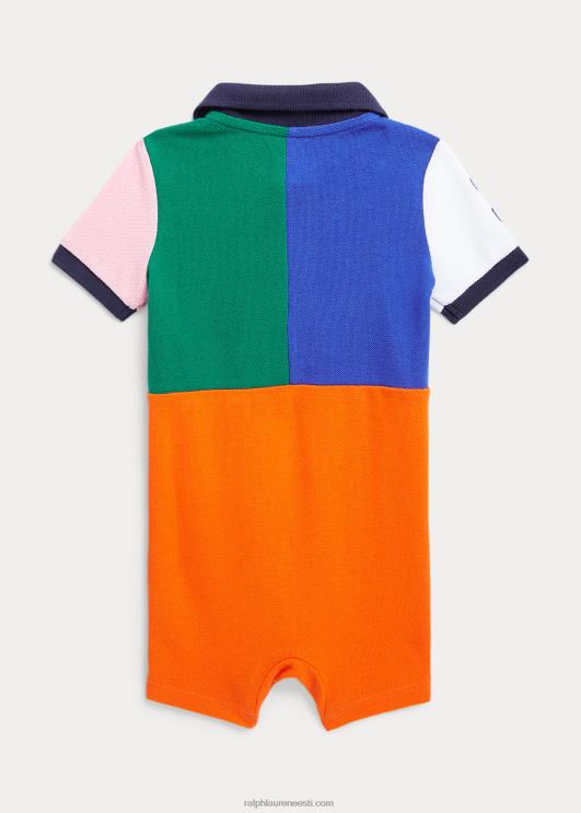 Ralph Lauren beebi suur poni puuvillane võrk polo shortall PR0V8145 purjetav oranž multi