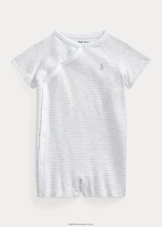 Ralph Lauren beebi triibuline puuvillane interlock shortall PR0V7681 kvartskanarbik/valge