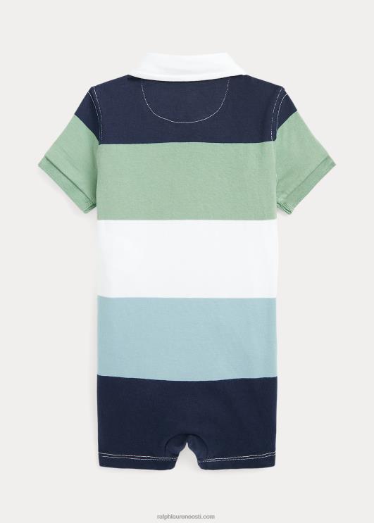 Ralph Lauren beebi triibuline trikoo ragbi shortall PR0V7663 pleekinud piparmünt multi