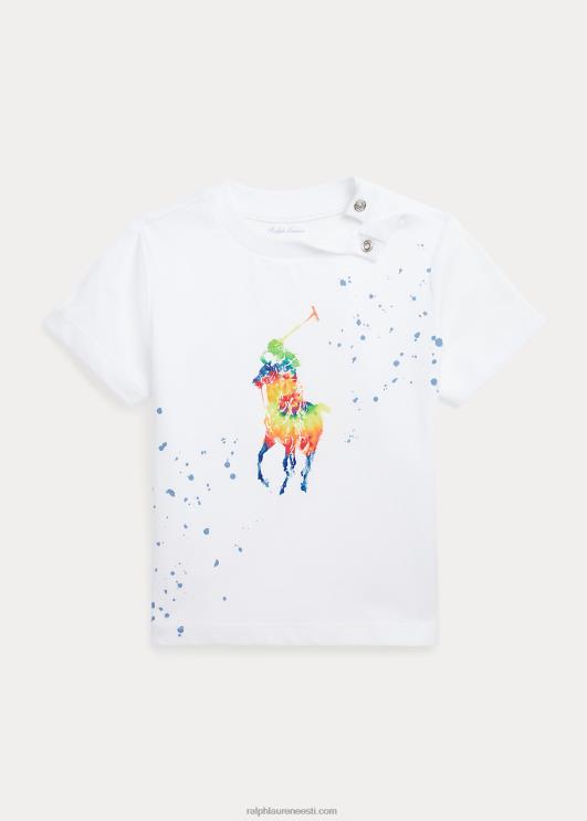 Ralph Lauren beebi lipsuvärviga suur poni puuvillane trikoo särk PR0V8260 valge