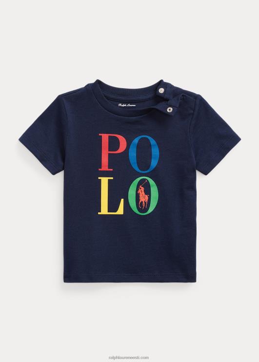 Ralph Lauren beebi logoga puuvillane trikoosärk PR0V8253 kruiisilaevastik