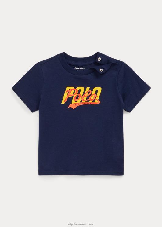 Ralph Lauren beebi logoga puuvillane trikoosärk PR0V8257 kruiisilaevastik