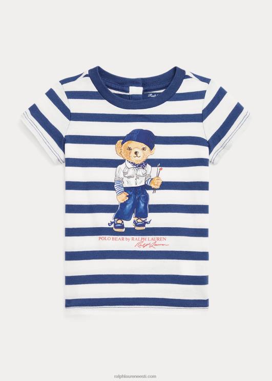 Ralph Lauren beebi polo karu triibuline puuvillane t-särk PR0V8251 Deckwash valge/night Navy