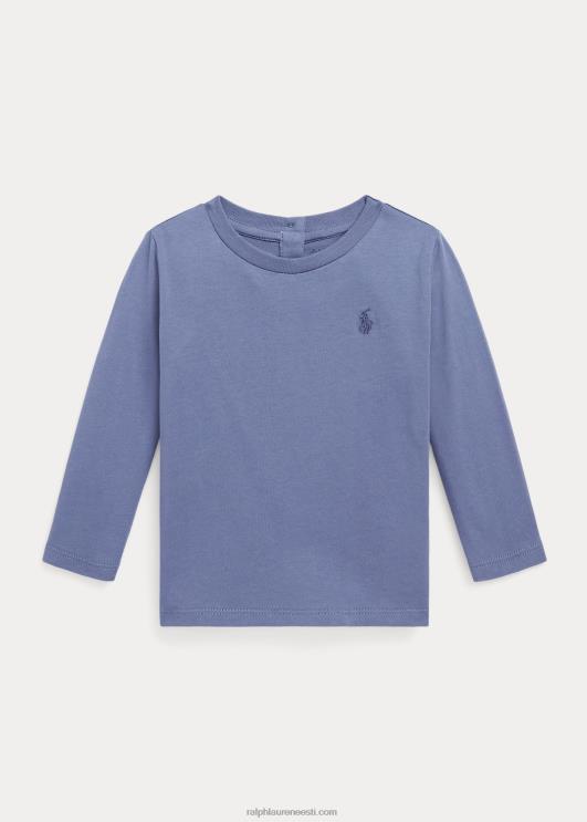 Ralph Lauren beebi puuvillane jersey pikkade varrukatega t-särk PR0V8275 kapri sinine