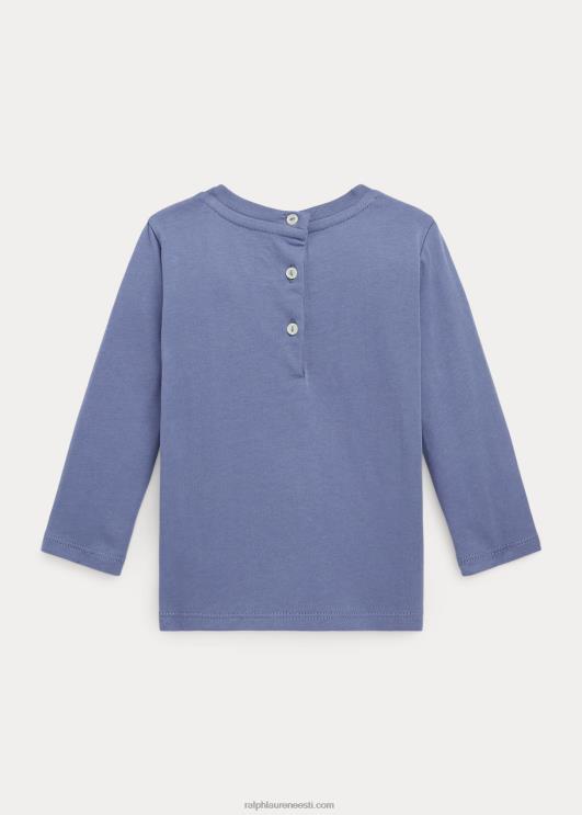 Ralph Lauren beebi puuvillane jersey pikkade varrukatega t-särk PR0V8275 kapri sinine