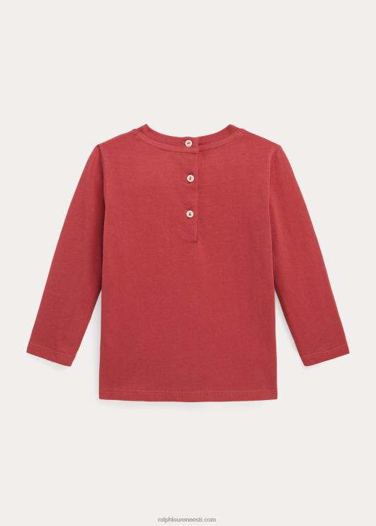 Ralph Lauren beebi puuvillane jersey pikkade varrukatega t-särk PR0V8276 tšillipipar